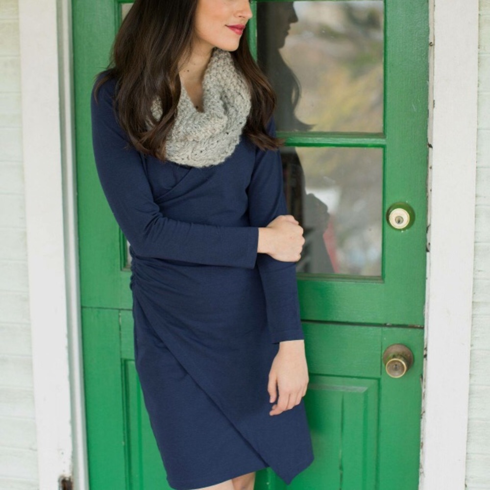 Synergy asymmetrical dress in navy blue
